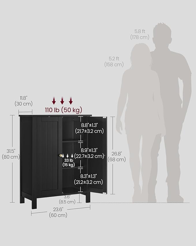 VASAGLE Floor Storage Cabinet, Freestanding Storage Unit - Image 3