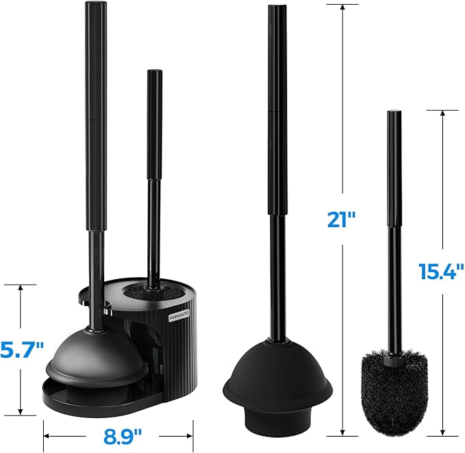 3Pack 2 in 1 Toilet Brush and Plunger Set, Extended Handle Plunger, Toilet Bowl - Image 6