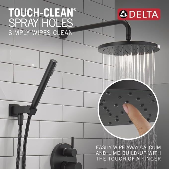 Delta Modern 14 Series Round Rain Shower System Faucet Set, Rainfall Matte - Image 5
