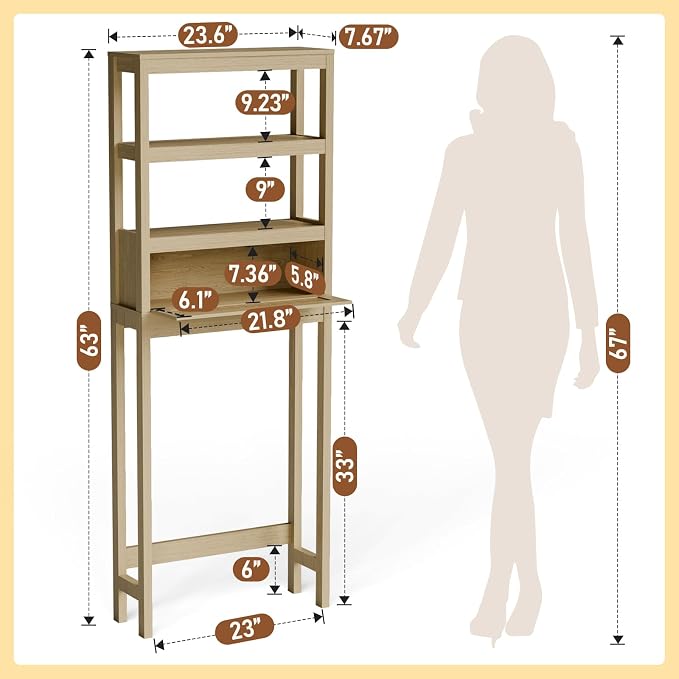 Over The Toilet Storage Cabinet, Behind Toilet Bathroom Organizer - Image 2
