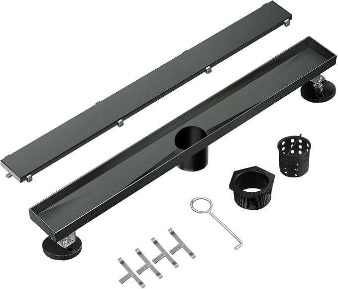Linear Shower Drain, 72 inch Black Drain - Image 5