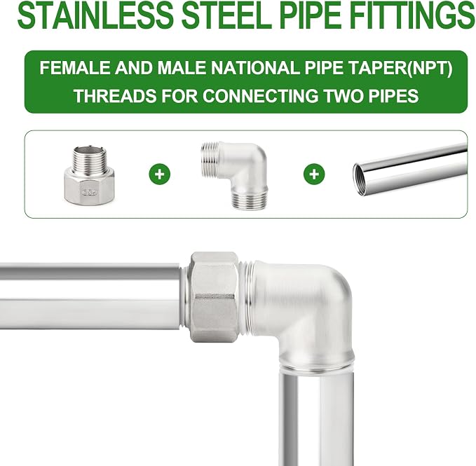 TAISHER 1PCS 304 Stainless Steel Pipe Fitting, 1-1/2" NPT Male x 2" NPT Female - Image 6