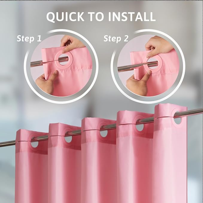 Furlinic No Hook Extra Long Shower Curtain 96 Length, Wahable Fabric Bathroom - Image 2