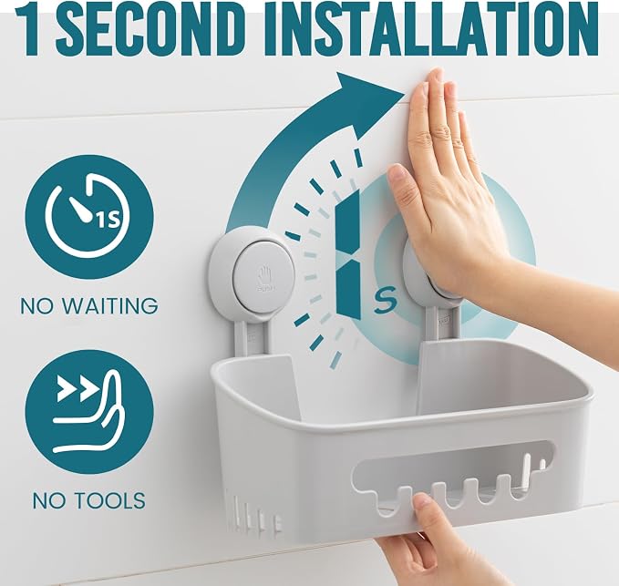 TAILI Shower Caddy Suction Cup 2 Pack, Heavy Duty Bathroom Organizer, Removable - Image 2