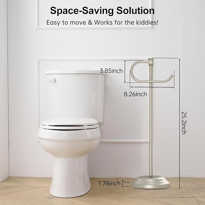 Hoimpro 25" Toilet Paper Holder Free Standing, Floor Bathroom Toilet Paper - Image 8