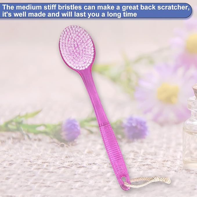 Back Brush for Shower, 14-inch Long Handle Medium Stiff Bristles Bath Scrubber - Image 5