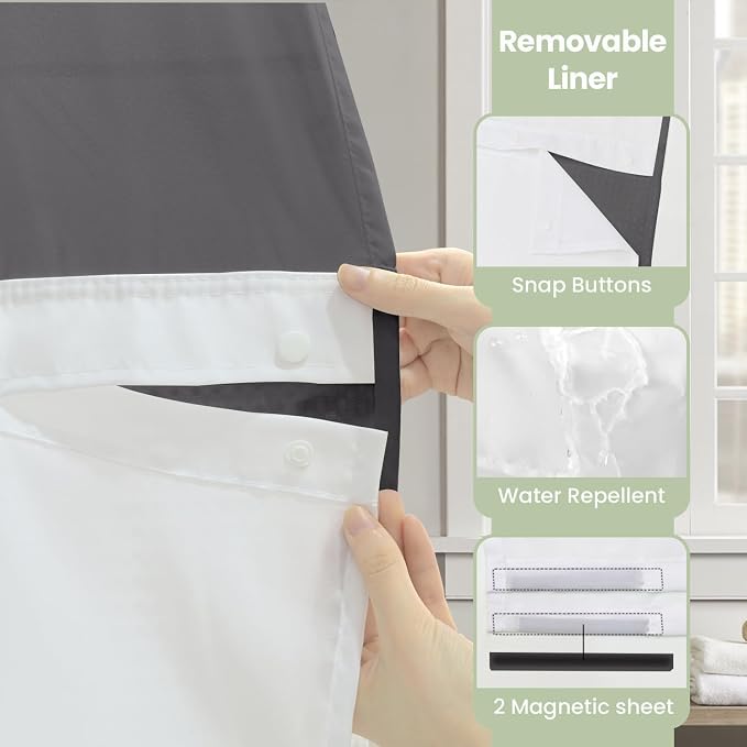 Inhousolu Long No Hook Shower Curtain - Image 5