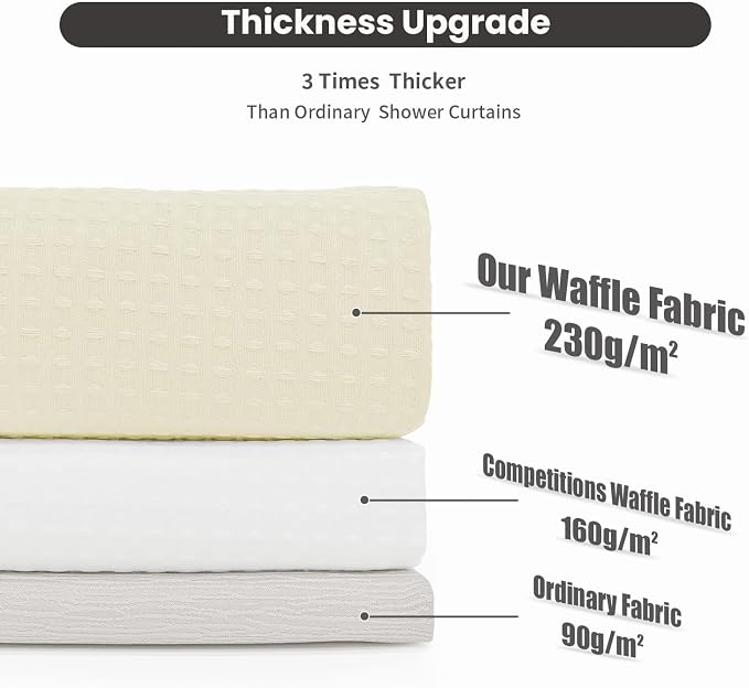 Inhousolu No Hook Waffle Weave Shower Curtain - Image 3