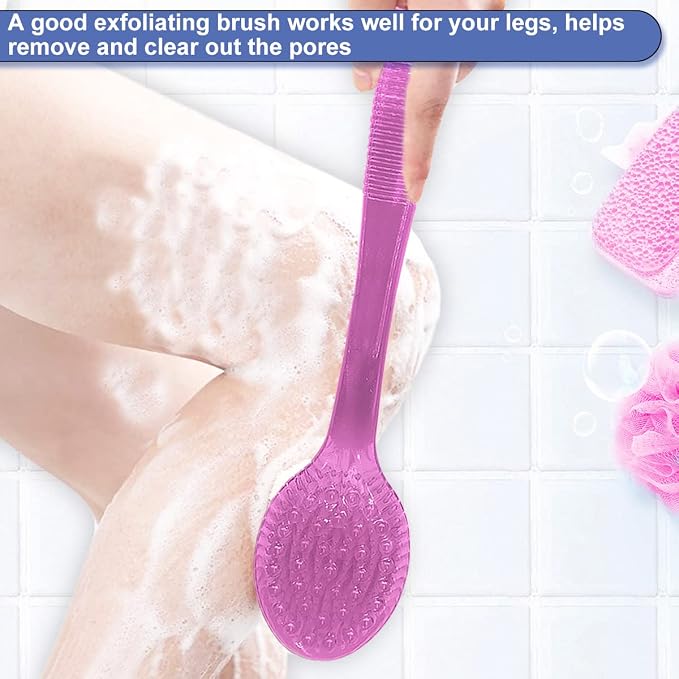 Back Brush for Shower, 14-inch Long Handle Medium Stiff Bristles Bath Scrubber - Image 4