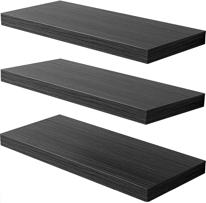 Floating Shelf, 24 in W x 12.75 in D x 2 in H Wooden Floating Wall Shelf by Home