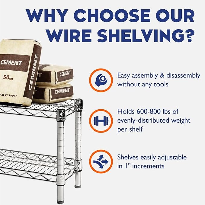 Shelving Inc. 24" d x 30" w x 84" h Chrome Wire Shelving - Image 7