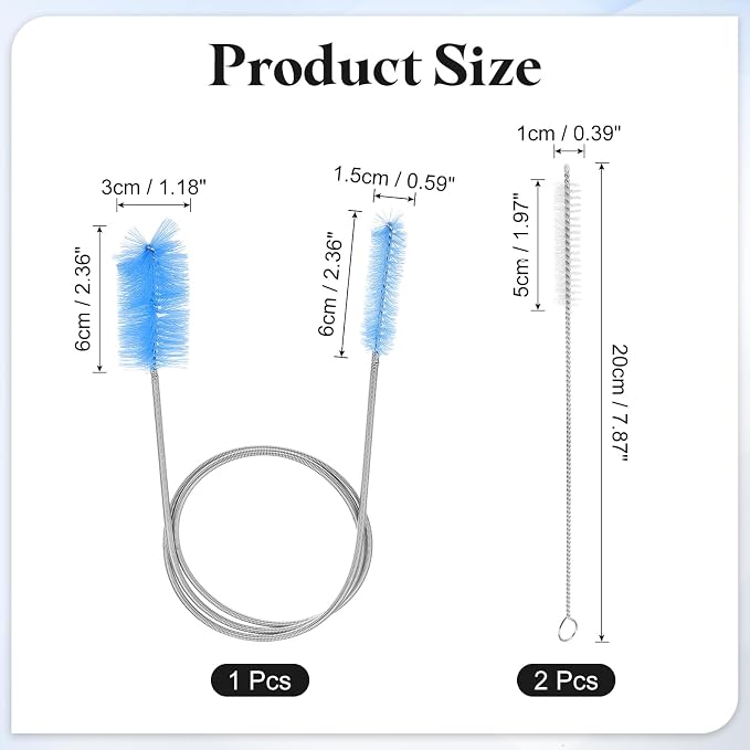 HARFINGTON 3pcs Flexible Long Drain Brush Straw Cleaner Set 35.43" Stainless - Image 2