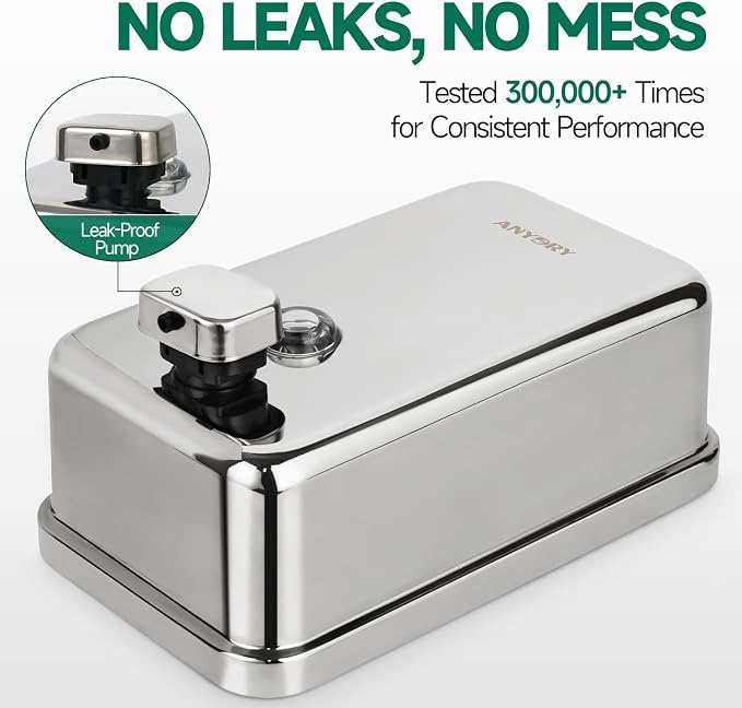 Commercial Wall Mounted Soap Dispenser 37oz 1100ml Large Capacity Polished - Image 4