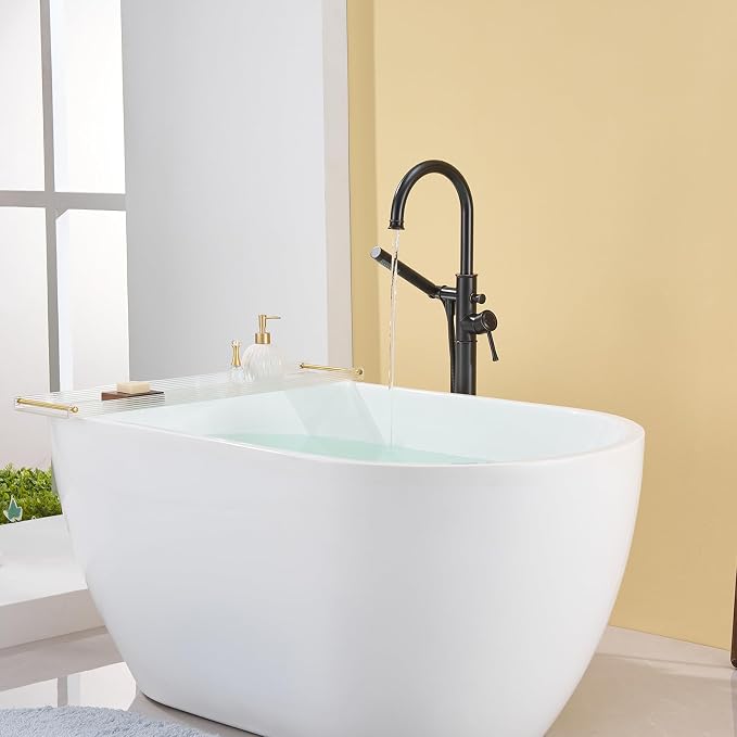 Free Standing Tub Faucet Oil Rubbed Bronze Freestanding Bathtub Faucet Floor - Image 5