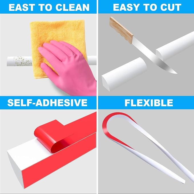 Duzzy 78 Inch Flexible Quarter Round Molding, Peel and Stick Silicone Rubber - Image 6
