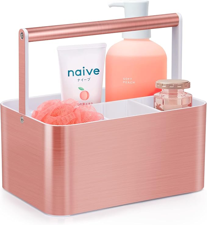 Portable Shower Caddy Tote: Divided Large Plastic Bath Basket Bin by MakesYourHomeMoreOrganized