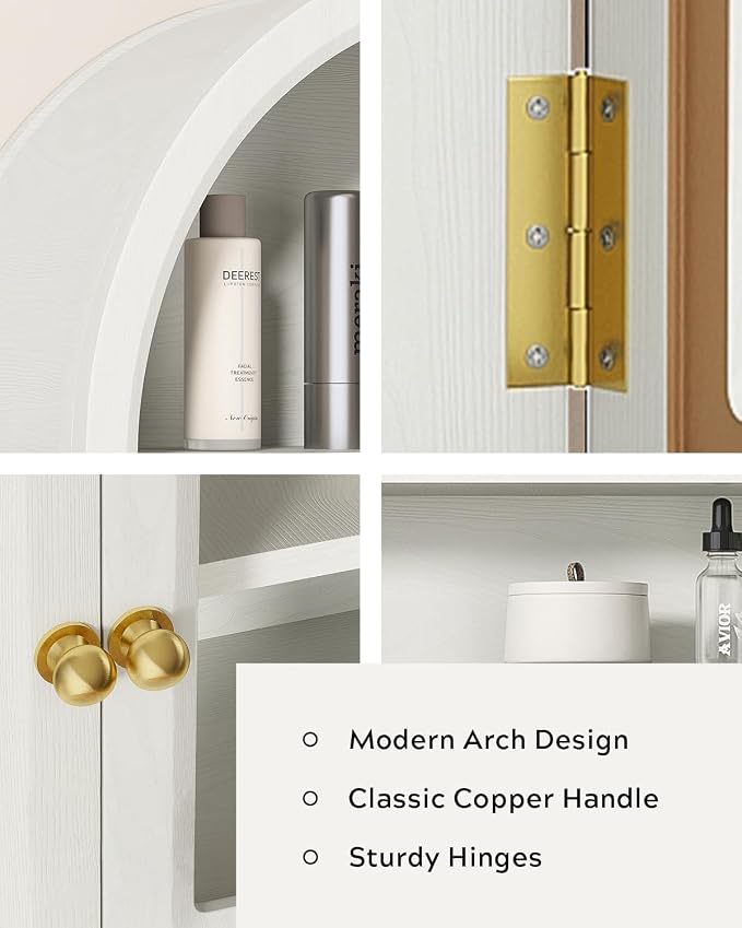 Arched Wall Cabinet with Acrylic Door, Large Wooden Wall Mounted Bathroom - Image 3