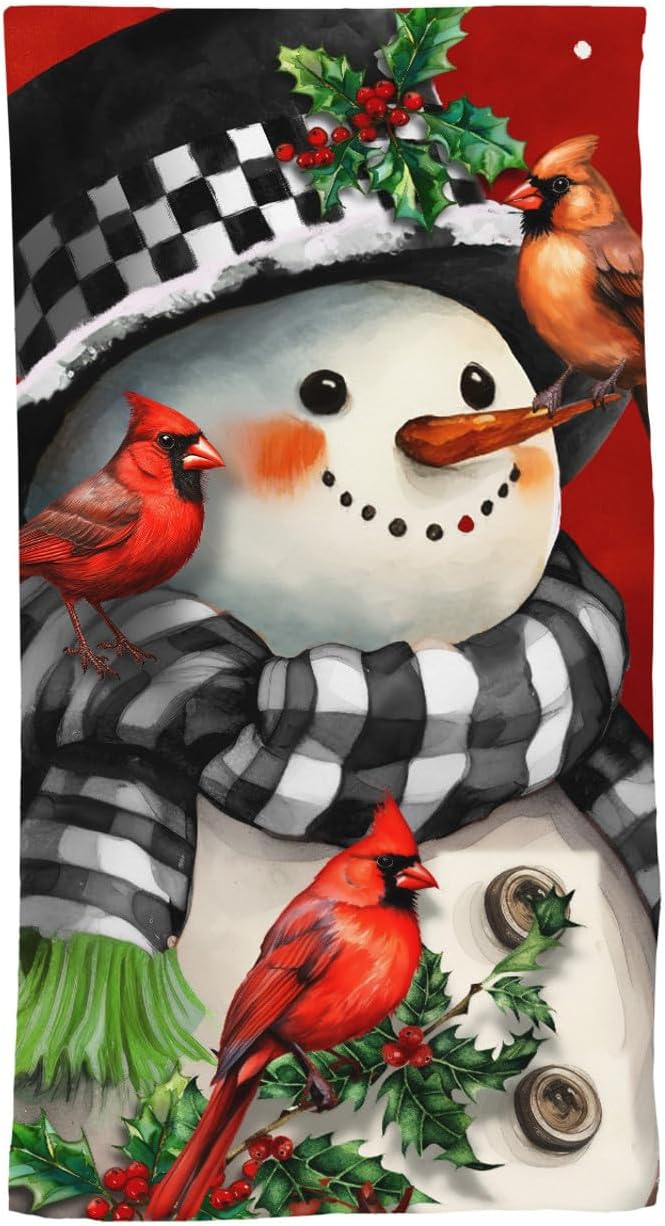 Briarwood Lane Snowman with Cardinals Cotton Hand Towel by BriarwoodLane