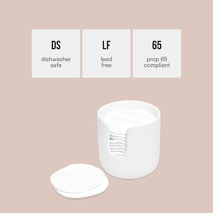 Public Goods Ceramic Cleansing Rounds Holder | Matte White Stoneware Makeup - Image 2
