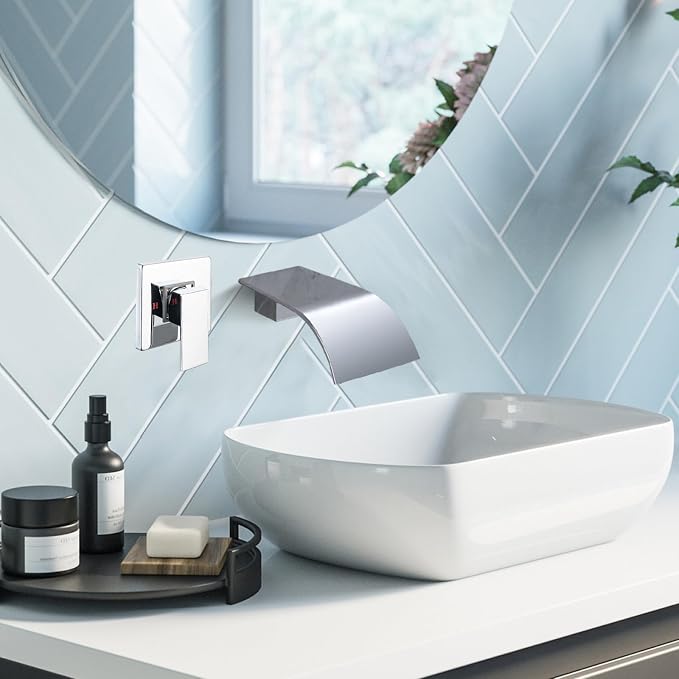 Chrome Waterfall Tub Spout Wall Mount Bathtub Faucet - Image 8