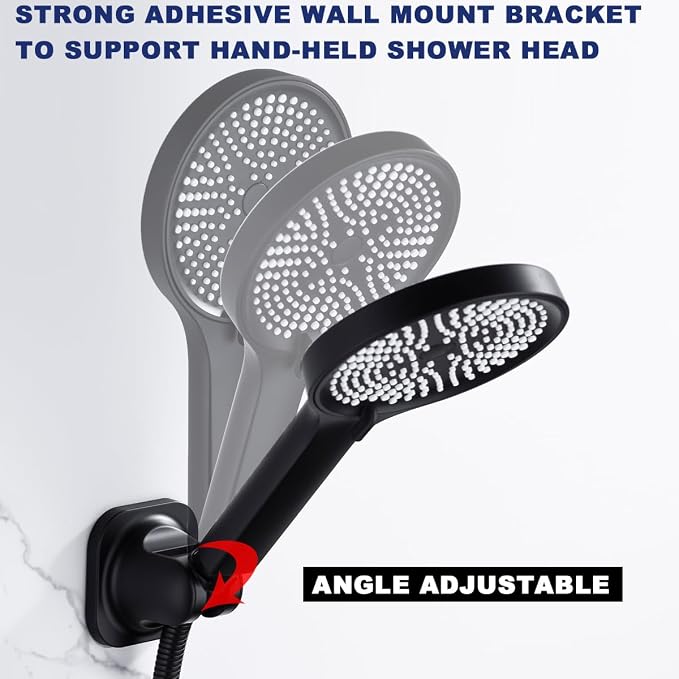 Hand Held Shower Head Holder, Adhesive Showerhead Bracket, Angle Adjustable - Image 5