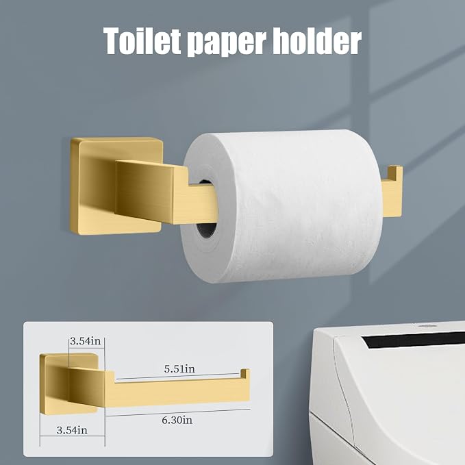 5 Piece Gold Towel Bar Set Bathroom Hardware Set Gold Bathroom Accessories Set - Image 4