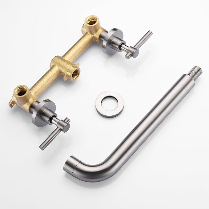 Wall Mount Tub Filler Faucet Brushed Nickel High Flow Bathtub Faucet Two - Image 7