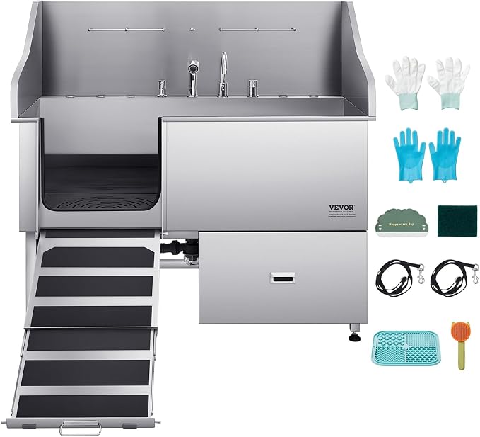 VEVOR Professional 304 Stainless Steel Dog Bathing Station, 61 inch Pet - Image 9