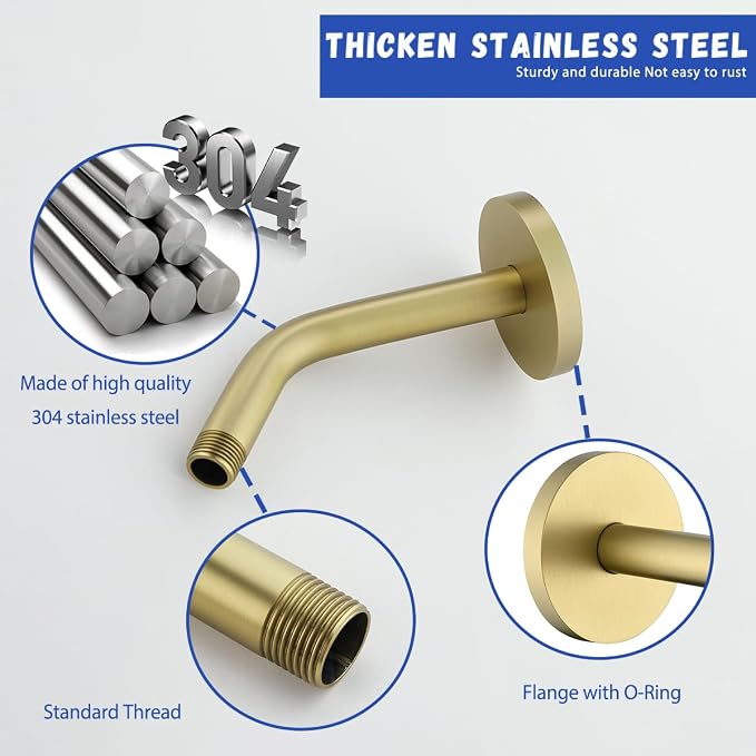 Wall Mounted Shower Arm Extension Head Holder Stainless Stee - Image 2