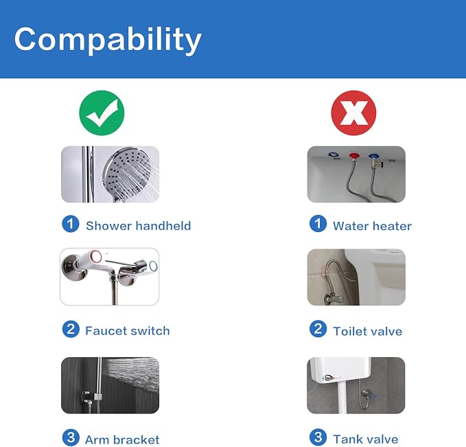 RUMOSE 98 inches Shower Hose Shower Head Extension Hose Extra Long Stainless - Image 5