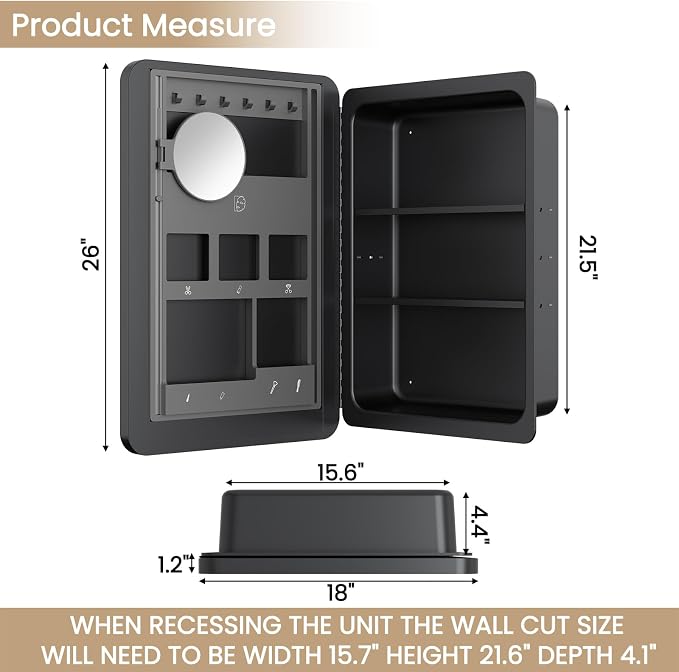 18x26 Inch LED Lighted Medicine Cabinet - Image 3