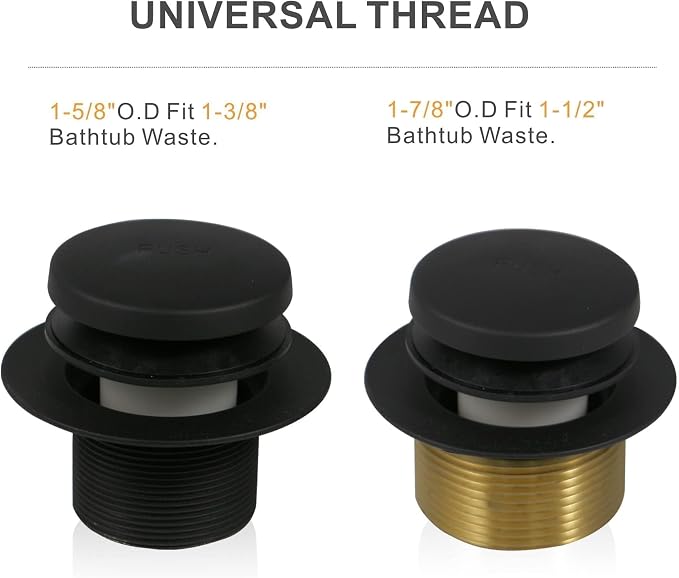 Black Bathtub Drain Tip Toe Tub Conversion Kit Assembly, Wellup Tub Drain Trim - Image 2