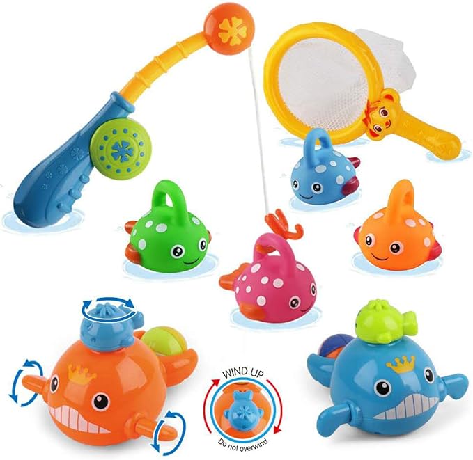 Dwi Dowellin Bath Toys Fishing Games Swimming Whales Bath Time Bathtub Toy by DwiDowellin