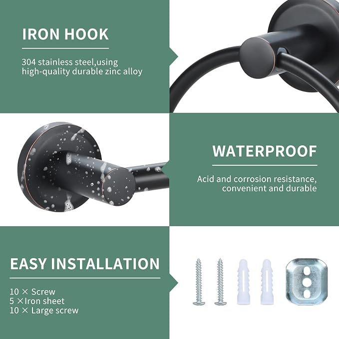 Bathroom Hardware Set Oil Rubbed Bronze Towel Bar 5 Piece - Image 6
