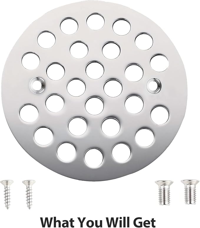 4-1/4” Round Shower Drain Cover, Screw-in Shower Drain Strainer, - Image 4