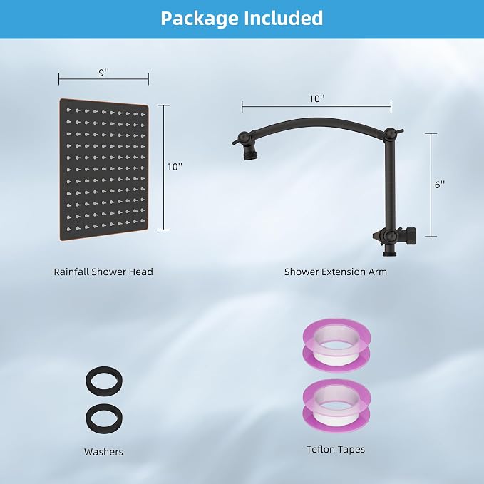Hibbent All Metal cUPC Certified Rain Shower Head, Brass Adjustable Shower Arm - Image 7