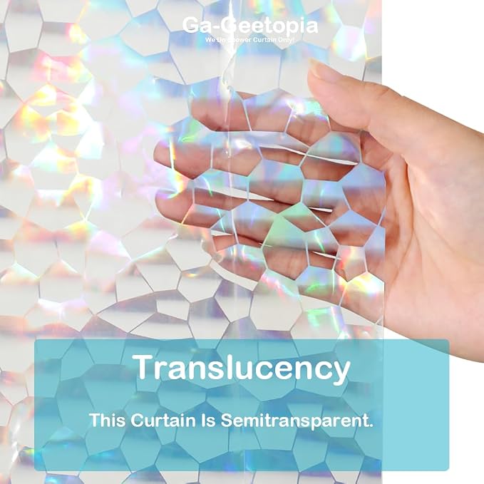 Ga-Geetopia Holographic Extra Long 3D EVA Shower Curtain Liner Water Cube - Image 3