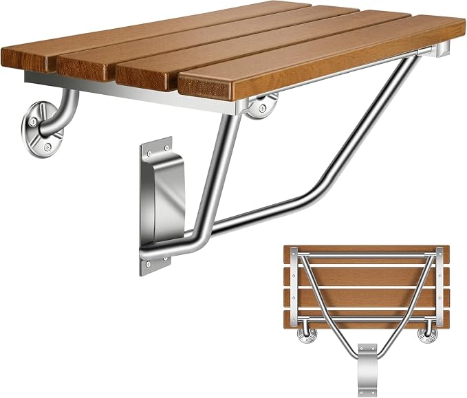 24'' Folding Shower Seat Wall Mounted, Folding Shower Bench by Unknown