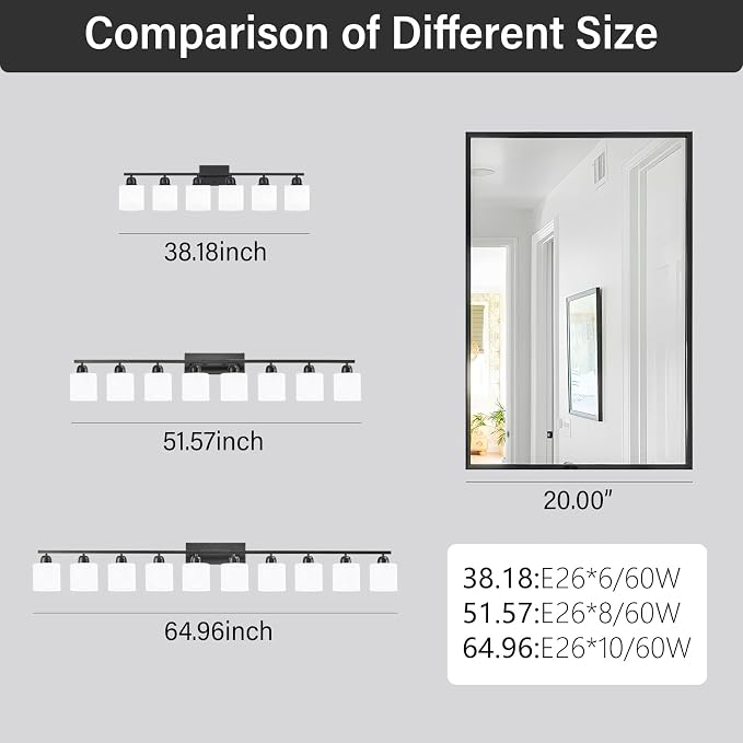 6-Light Black Vanity Lights for Bathroom, Modern Bathroom Vanity Lighting - Image 5