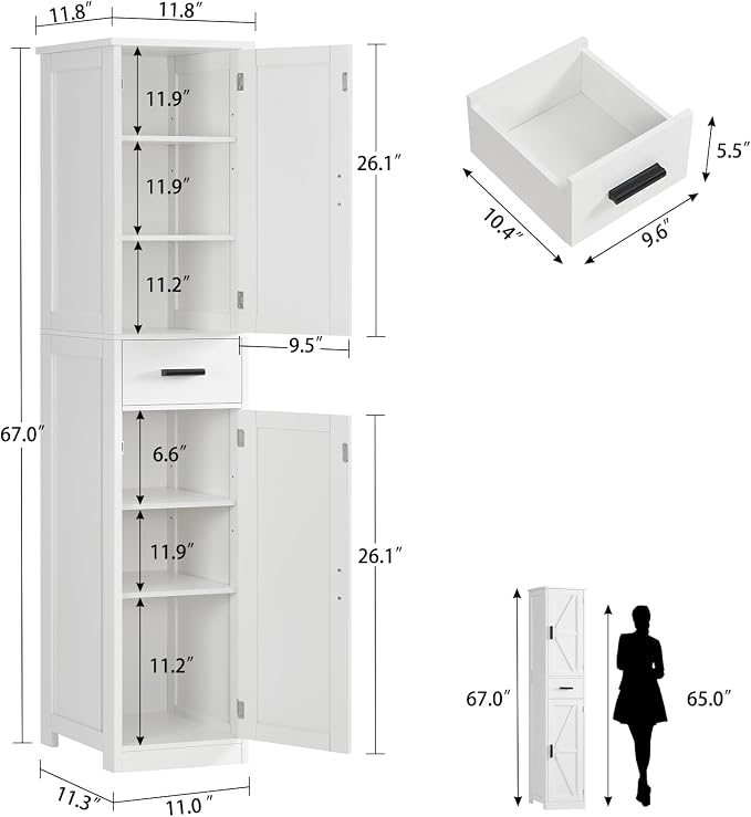 WEENFON 67 Tall Bathroom Cabinet - Image 3