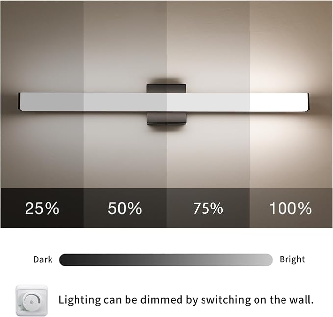 Bathroom Vanity Light Brushed Black Square LED 31.5 inch 24W 4000K Natural - Image 3