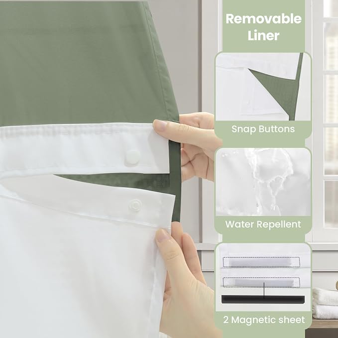 Inhousolu Long No Hook Shower Curtain - Image 5