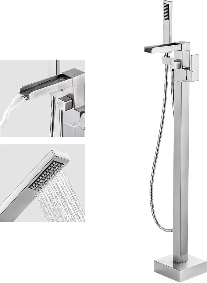 Freestanding Tub Faucet Brushed Nickel: ALEASHA High Flow Max 6.74 GPM Free by ALEASHA