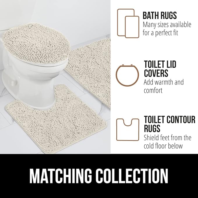 GORILLA GRIP Bathroom Rug Sets, Soft Chenille 2 Piece Area Rugs Set, Toilet - Image 8