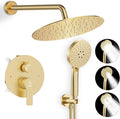 Shower Faucet Set Brass 12IN Rough-In Valve Body Trim Kit Rainfall Included by JQBQS