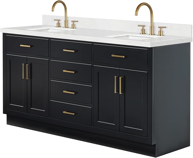 ARIEL Hepburn 72 in. Double Rectangle Sink Bathroom Vanity - Image 4