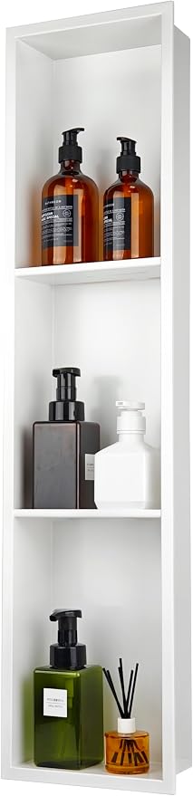 Narrow Shower Niche with Shelf，Stainless Steel recessed Wall Niche ，Three-Tier by IKITRAEE