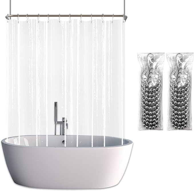 YISURE Clawfoot Tub Shower Curtain, Wrap Around Clear Shower Curtain Liner by YISURE