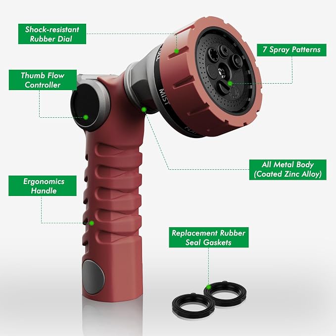 RESTMO Heavy Duty Hose Nozzle, Metal Garden Water Hose Sprayer - Image 2