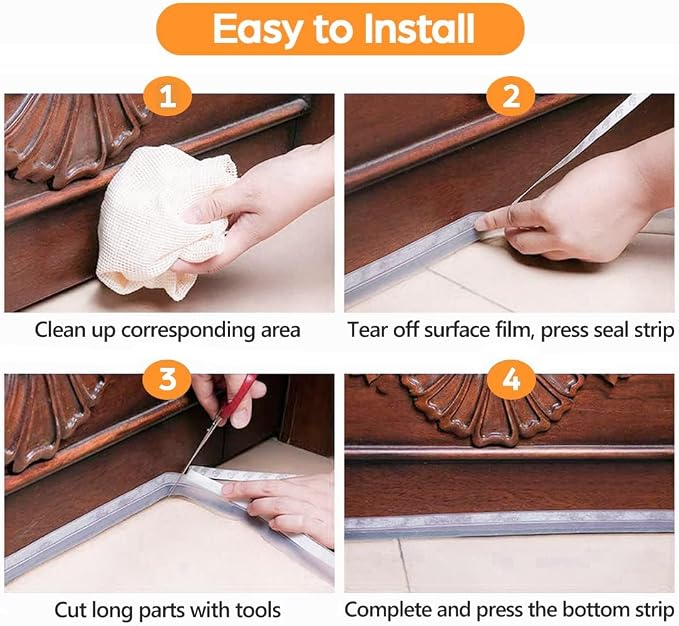 33.5 Ft Weather Stripping Door Seal Strip, Silicone Door Draft Stopper - Image 7